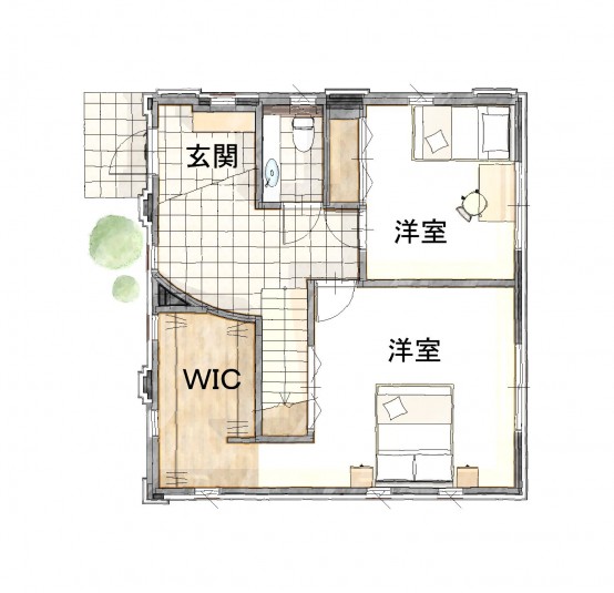 横浜市のレンガの家１階間取り図