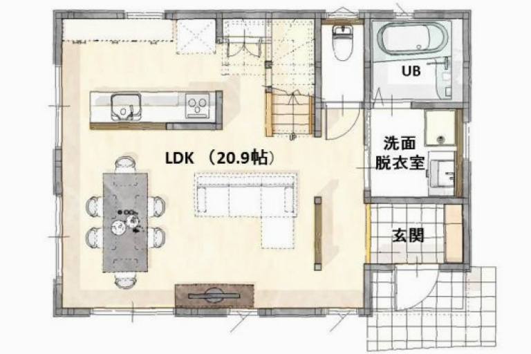 横浜市のセミオーダー住宅の3LDK間取り1F