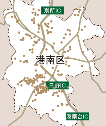 横浜市で健康住宅を建てる近代ホームの施工範囲マップ