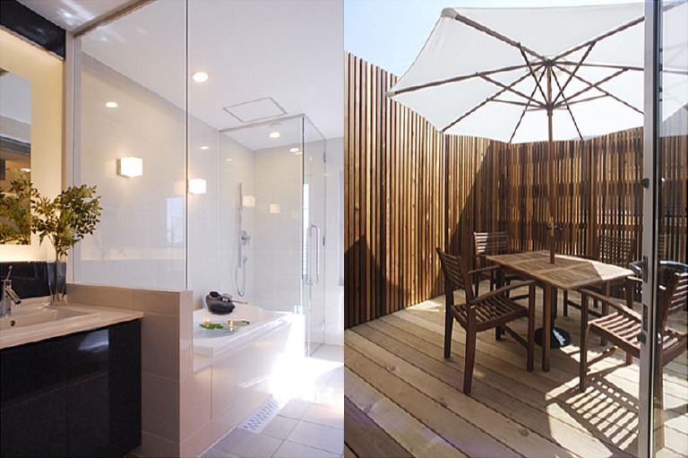 横浜市の注文住宅モデルハウス「デザインセンター」バスルーム＋テラス