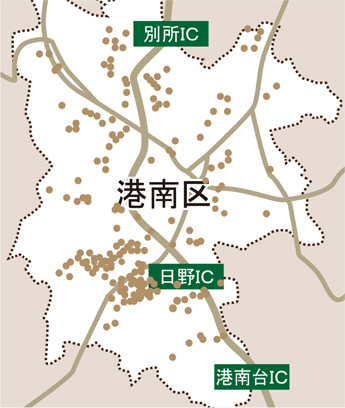 横浜市のセミオーダー住宅の施工範囲マップ