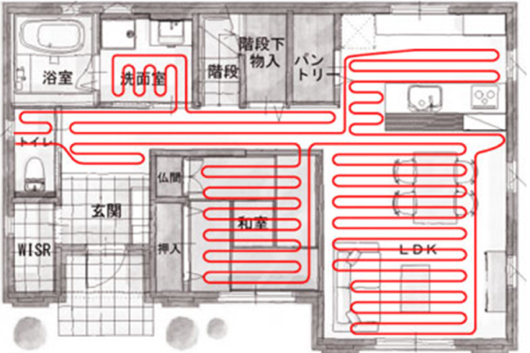 横浜市のセミオーダー住宅の1階全室温水式床暖房